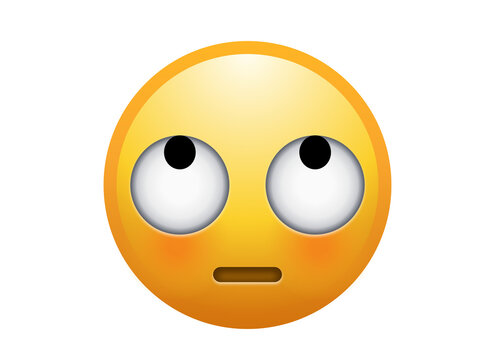 Rolling eyes emoji vector icon looking up for annoyance and sarcasm reaction