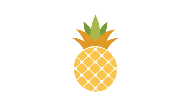 Sweet pineapple icon with golden yellow fruit body and green crown designed for fresh tropical juice packaging and summer branding.