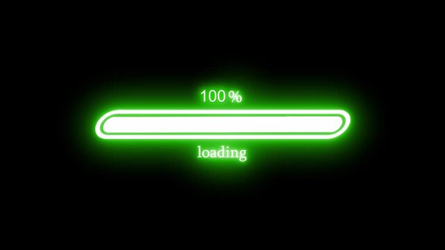 Seamless Loop Neon Loading Bar Animation for Multimedia and Technology Projects