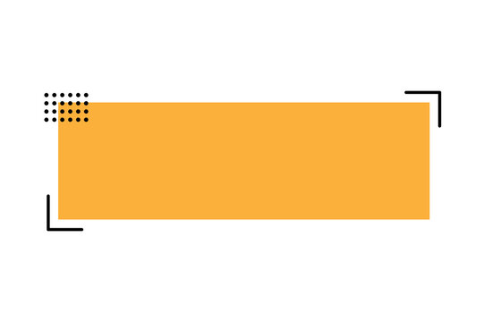 Minimalist yellow rectangular text box with corner brackets and dots for infographics on transparent background.