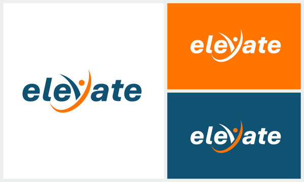 Typography elevate text logo design and word mark elevate logo symbol vector template
