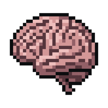 Pixel Art Human Brain Organ Icon Design