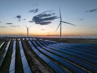 wind turbines and solar panels for clean energy © zhu difeng