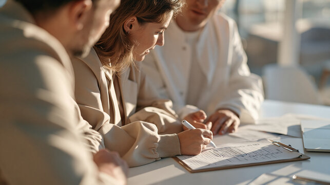 A couple in golden hour light archives oncology research records at a shared desk, a clipboard checklist open between them, one partner using a dyslexia reading strategy overlay