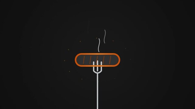 Minimalist Animation of a Steaming Grilled Bratwurst on a Fork