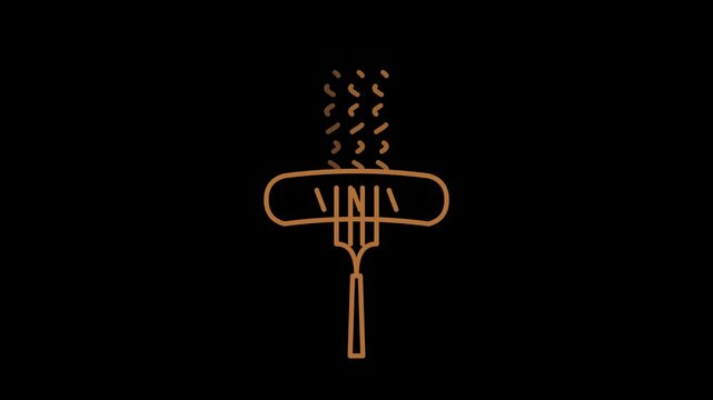 Hot Grilled Sausage on a Fork with Rising Steam Animation