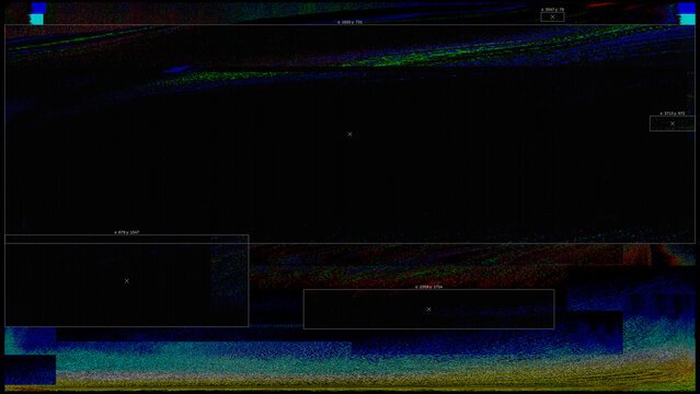 Digital glitch error background with tracking boxes, data corruption, and cyber analysis interface. Perfect for modern futuristic tech designs, cyberpunk themes, system error states, data analysis.