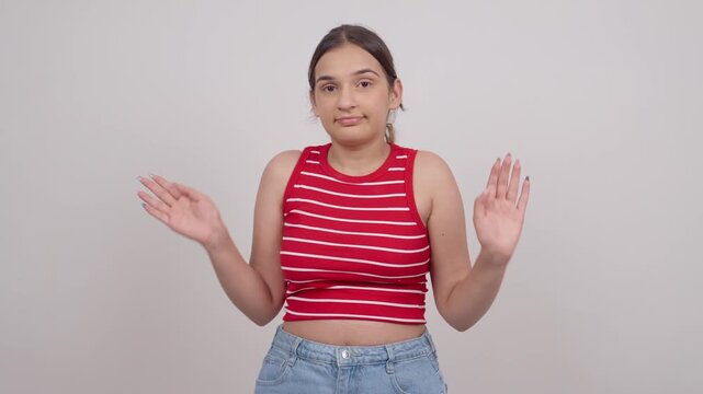 Indian Teenage Girl  Shrugging, I Dont Know Gesture