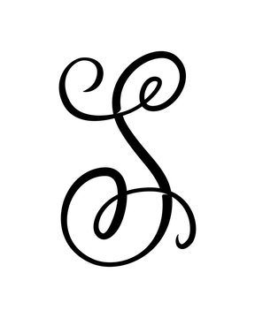 Elegant black calligraphy S letter
