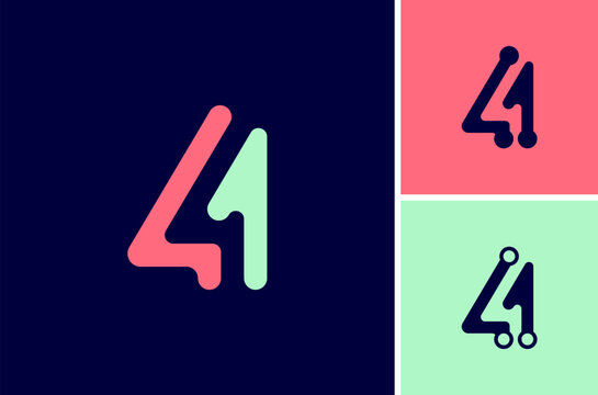 Number 4, numeral four made multi colored lines, vector illustration 10EPS