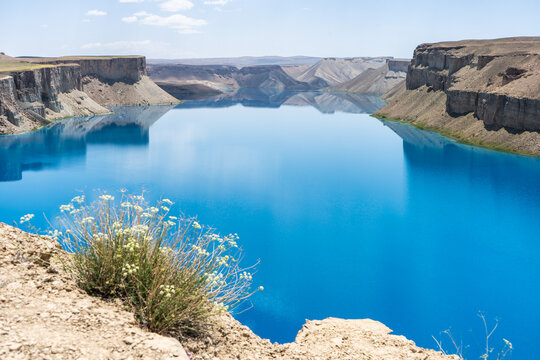 Band-e-Amir blue natural lake in Hindu Kush mountains of Bamyan Province, Afghanistan first national park
