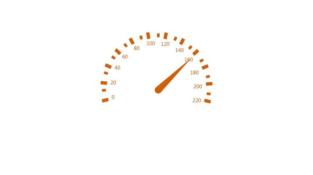 Minimal speedometer gauge with markings and needle showing a high speed reading animation