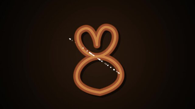 Rotating Pretzel Icon Animation on Dark Background