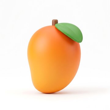 3D Fresh ripe mango fruit with green leaf isolated on white background orange fruit tropical fruit sweet food