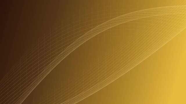 Abstract elegant golden background with flowing wireframe mesh ribbon. This seamless motion graphic loop is perfect for luxury, business and premium video designs.
