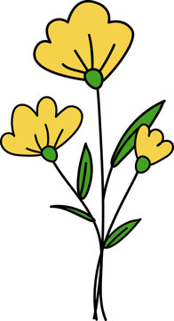 Cute Yellow Wildflower with Green Leaves, Simple Hand Drawn Floral Vector Illustration

Keywords (30 คำ):