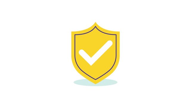 Animated motion graphic shows shield icon with checkmark symbol, a dynamic footage representing security and protection concepts.