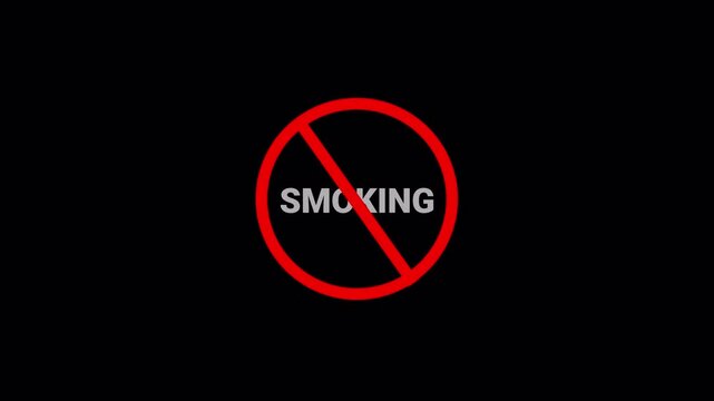 Red Smoking Forbidden Sign Animation Isolated on Transparent Background, stop smoking banned red circle animation, Warning, prohibited or ban icon animation. Smoking Forbidden Sign animation in 4k.