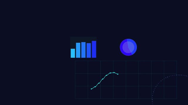 Abstract data visualization with sound wave and equalizer animation in dark theme