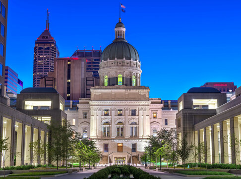 Indiana State Capitol Building in Indianapolis, Indiana, USA at blue hour 313