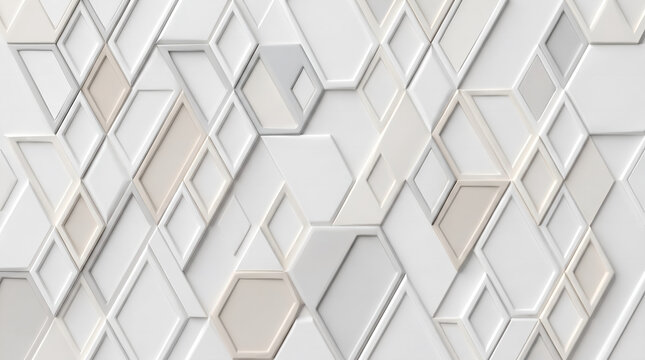 Minimal 3D render of seamless geometric pattern with embossed effect on white surface, soft studio lighting, elegant neutral tones, perfect for luxury card design, wedding invitation, premium branding