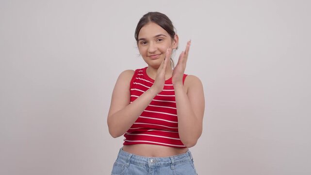 Indian Teenage Girl Clapping