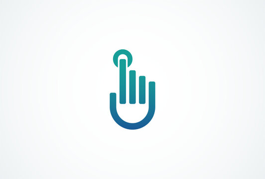 Hand finger touch screen logo design, Vector Illustration