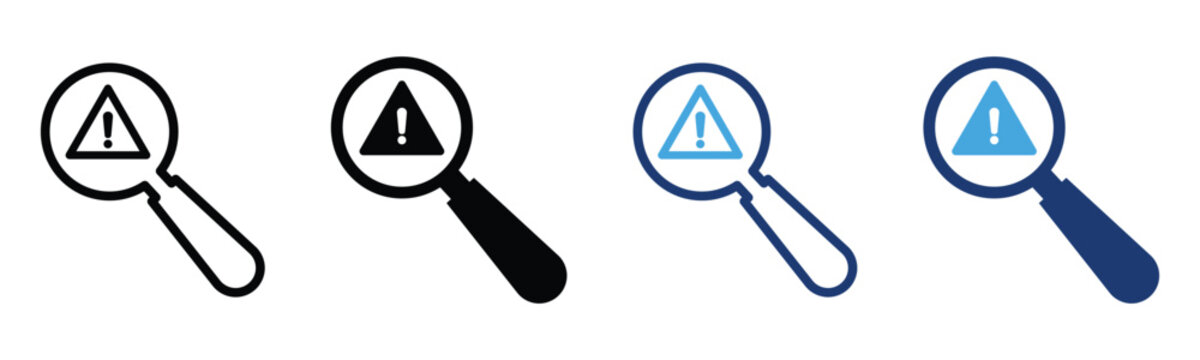 Problem finding icon, issue detection and troubleshooting symbol for analysis, diagnosis, error identification and solution search vector illustration and transparent png