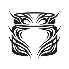 Fototapeta premium Tribal Tattoo Ornamental Blackwork Ink Design of a Cosmetic Jar Container Silhouette, Stylized Abstract Vector Illustration on White Background