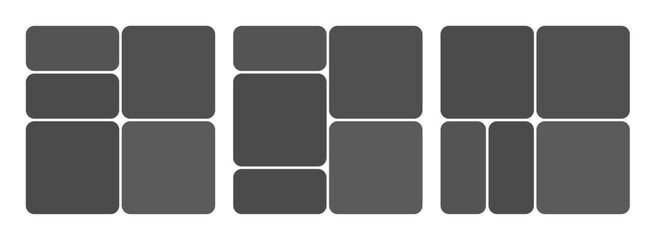 Naklejka premium Social media post template with ig story collage design. Puzzle grid layout vector banner on abstract background. Photo mockup set for digital content creation.