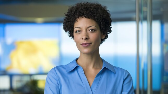 competent. A confident female technical professional in a modern facility with a clean and subtle tech background. gardening catalogs.