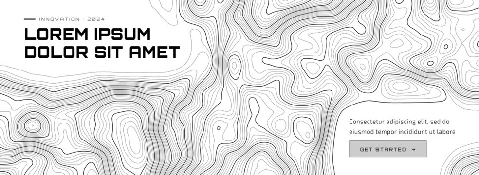 Digital pattern line layer map topographic ocean contours. 3D mountain and wave texture topography terrain illustration featuring. Seafloor view nautical design and detailed geographic.