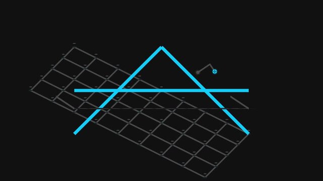 Abstract 3D wireframe geometric animation with grid and motion