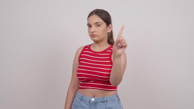 Indian Teenage Girl Doing No Gesture with Finger