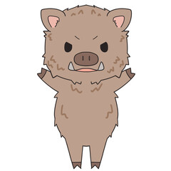 Cute angry wild boar cartoon character © illustATAM