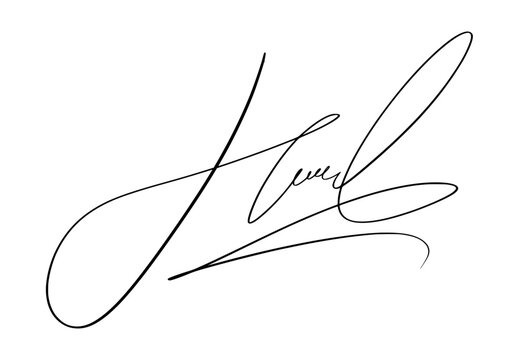 Calligraphic signature stroke placeholder for certificate and contract.