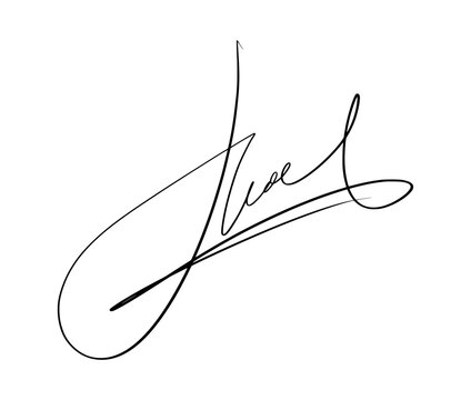 Expressive calligraphic autograph line stroke for business document agreement.
