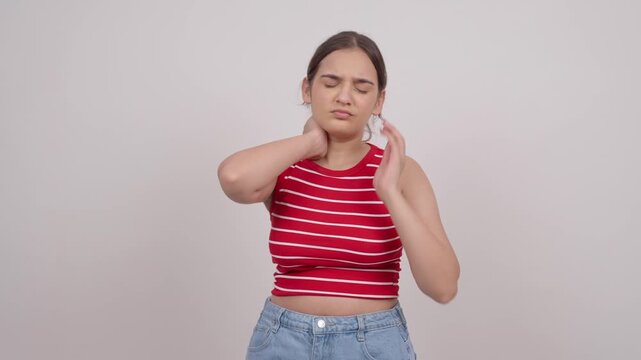 Indian Teenage Girl Having Neck Pain