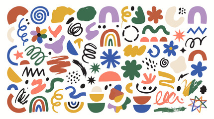 Fototapeta premium Playful Abstract Organic Shapes Memphis Doodles and Colorful Elements
