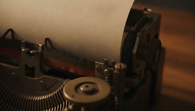 Vintage Typewriter Paper Roll Macro Shot