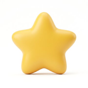 3D Yellow five-pointed star icon isolated on white background with favorite icon rating mark status sign