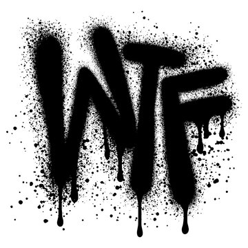graffiti WTF text sprayed in black over white.