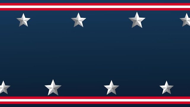 American flag design with white stars and red stripes on blue background video.