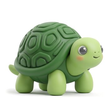 Cute green turtle toy with detailed shell and big eyes 3D character cute animal reptile toy plastic turtle
