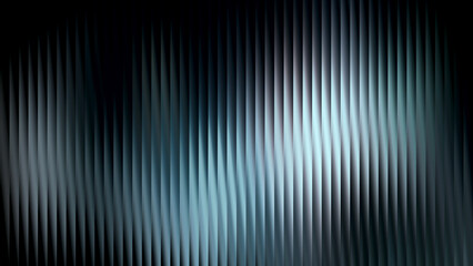 Black gradient glass effect with vertical abstract ribbed background. Blue reeded line texture with light prism neon pattern. Fractal rippled striped surface for modern digital design. © RDVector