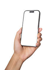 Obraz premium hand holding a mobile phone isolated