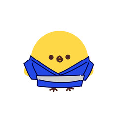 Cute chick in blue martial arts uniform © illustATAM