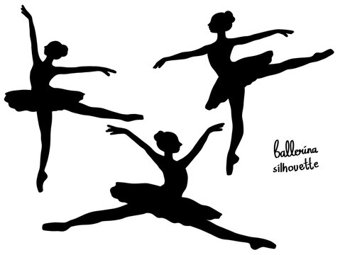Set of Ballerina Silhouettes in Various Dance Poses