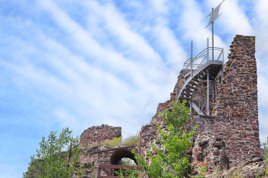 View of the Hohnstein castle ruins, South Harz Nature Park, Harz &ndash; Germany.