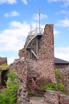 View of the Hohnstein castle ruins, South Harz Nature Park, Harz &ndash; Germany.